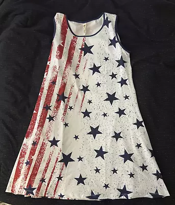 Shoreline Wear Stars And Stripes Sleeveless Dress Medium Red White Blue NWT • $19.99