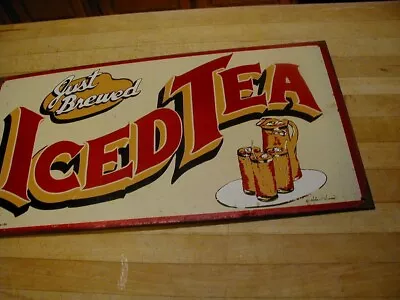 Vintage Mummert Metal 18  By 9.5   Just Brewed Iced Tea  Sign • $29.99