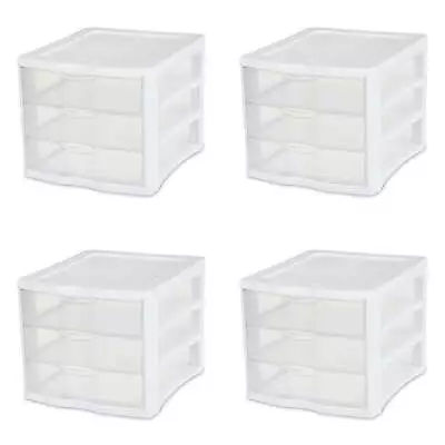 3 Drawer Chest Dresser Storage Plastic Closet Organizer Unit Bedroom Set Of 4 • $33.25