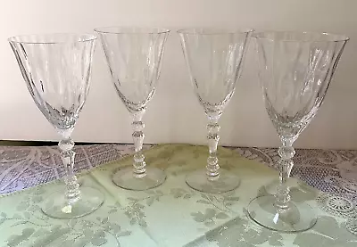 Fostoria NIAGARA Blown Glass Water Goblets 7 5/8  Wavy Optic Set Of 4 Vintage • $39.99