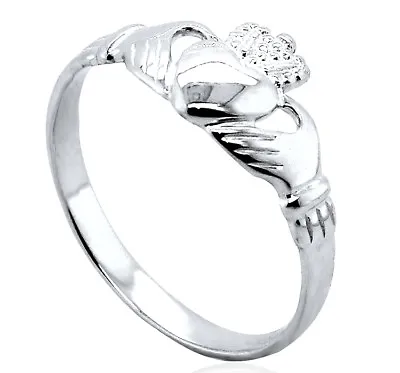 Sterling Silver Claddagh Ring Baby Maids Ladies Cladda Heart Hands Large Sizes • £12.99