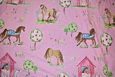H1 The COMPANY STORE Kids Pink Horse Pony Farm Tree Twin Flat Bed Sheet (Fabric) • $29.99