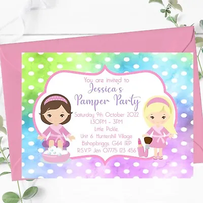 10 Personalised Childrens Birthday Party Invitations Spa Pamper Day 8th 9th 10th • £7.50