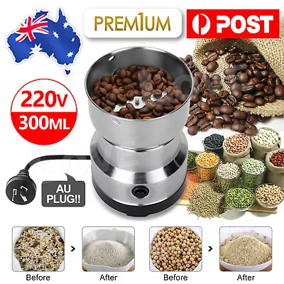 Electric Coffee Grinder Grinding Milling Spice Matte Stainless Steel Blender AU • $13.95