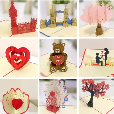 £5.99 • Buy 3D Pop Up Cards Valentines Day Card Birthday Card Wedding Card Christmas Card