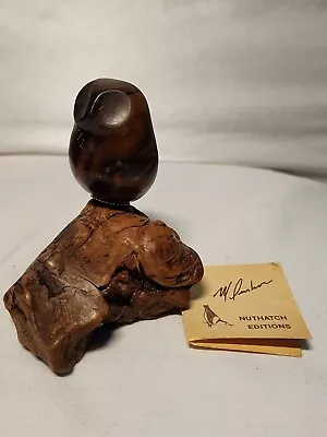 Carved Wood Owl On Burl Michael Durkos Macassar Ebony Arizona USA • $7.99