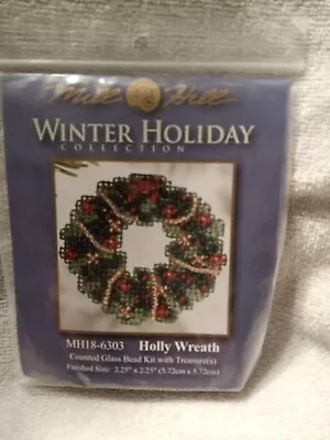 Holly Wreath Bead Christmas Ornament Kit Mill Hill 2006 Winter Holiday • $10