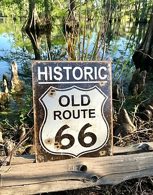 Old Route 66 Weathered Vintage Metal Tin Sign Wall Decor Garage Man Cave Bar Art • $23.73