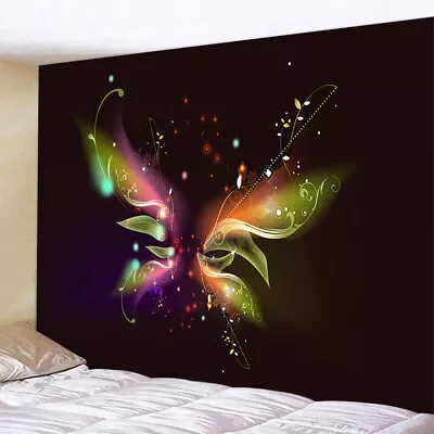 Music Note Butterfly Black Tapestry Wall Hanging Large Fabric Party Room Decor • $13.36