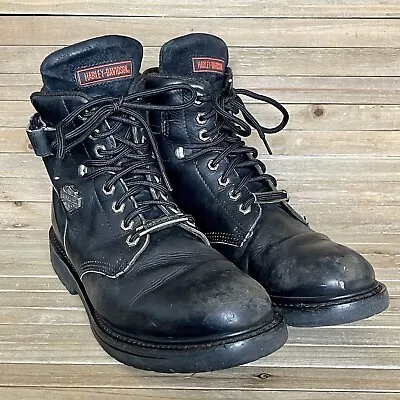 Mens Harley Davidson 91017 Black Leather Moto Combat Ankle Boots Size 14 D GUC • $39.99