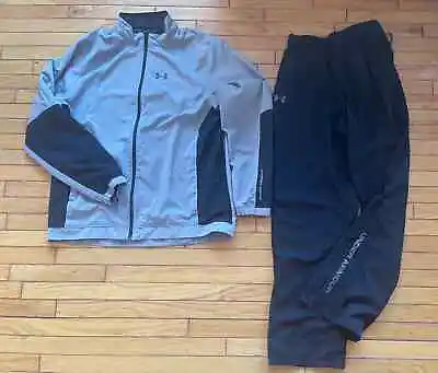 UNDER ARMOUR Track Suit - Mens Large/Medium - Black And Gray - Good Condition • $36.79