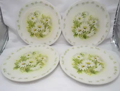 Set Of 4 Vtg MCM Melamine Plates Yellow Green White Daisies 10  Dinner Allied • $15