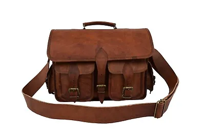 Vintage Leather Briefcase Camera Bag DSLR SLR Case Messenger Crossbody Satchel • $70.39