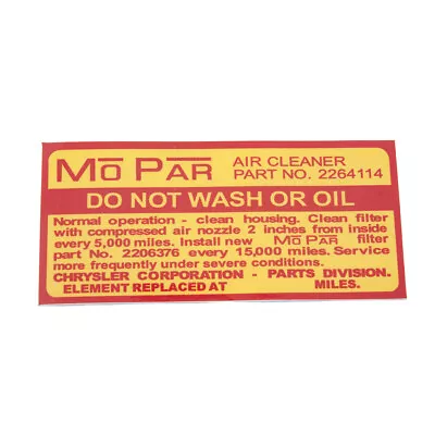 $11.70 • Buy Mopar, Do Not Wash Or Oil Air Cleaner : RV1/SV1 FITS Chrysler Valiant
