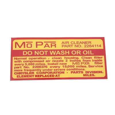 Mopar Do Not Wash Or Oil Air Cleaner : RV1/SV1 FITS Chrysler Valiant • $11.32