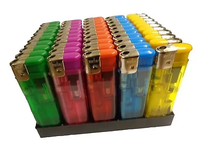 £9.95 • Buy 50 X Electronic Adjustable Flame Refillable Lighter Five Colours Gas Lighters