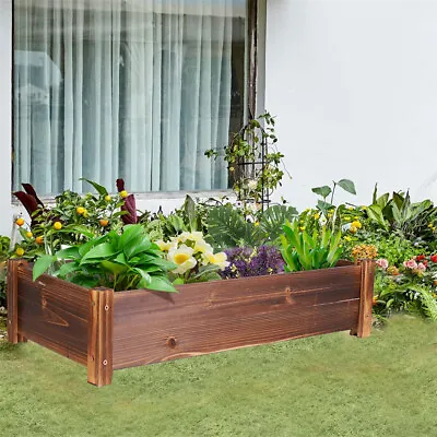 Carbonization Raised Garden Bed Planter Wooden Elevated Vegetable Kit Box Grow • $33.90