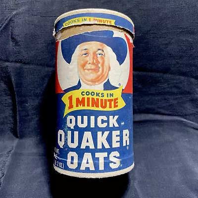 Vintage 1987 Quick Quaker Oats Cardboard Collectible Oatmeal Container  “EMPTY” • $9.99