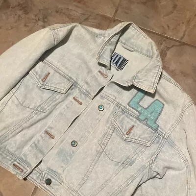 Vintage 80s Jean Jacket L.A. BLUES Size Medium 100% Cotton • $75