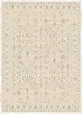 Ivory Circles Blossoms Scrolls Bordered Area Rug 3564 - Aprx 3' 3  X 4' 11  • $66.15