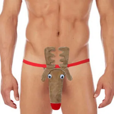 Christmas Mens Sexy Novelty Mankini Thong Reindeer Boxer Briefs Underwear Pants· • £5.99