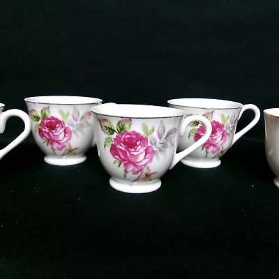 Lot/5 - Lovely MCM Vintage Rose Floral Porcelain Demitasse Teacups Japan • $12.95