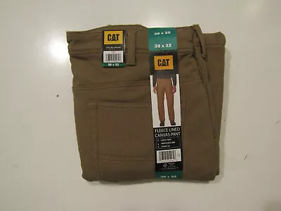 CAT CATERPILLAR Tan Fleece Lined Canvas Pants 34 W 30 L NWT Mens • $29.95