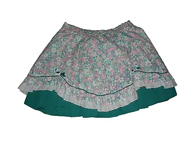 Jeri Bee Vintage Square Dance Skirt Womens Small Pink Green Floral Rockabilly • $14.99