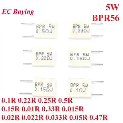 5pcs BPR56 Ceramic Resistors Non-inductive 0.01-0.5R 5W For Audio Equipment • $4.52