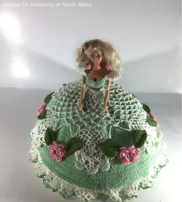 Vintage 1990's Barbie Wearing Annie's Attic Crocheted Dress-green • $0.99