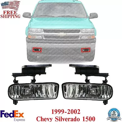 Set Of 2 Front Fog Lights Lamps Left & Right Side For 1999-2002 Chevy Silverado • $22.78