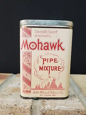 Vintage Advertising Mohawk Paper Label Vertical Pocket Tobacco Tin-Empty • $24.50