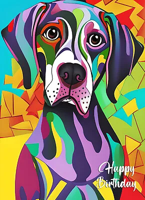 Abstract Art Dog Card Blank Birthday RETRIEVER POINTER HUSKY JACK RUSSELL KING • £3.25