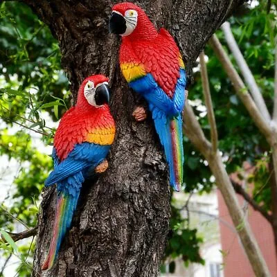 Lovely Resin Parrot Bird Statue Garden Outdoor Ornament Wall Tree Lawn Decor UK • £17.95