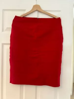 Red Pencil Skirt With Back Zipper Size 10 • £10