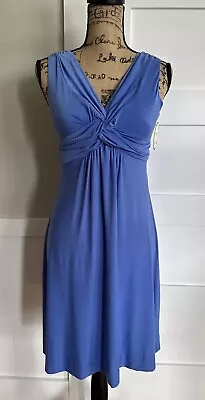 New SOMA Size Small Blue Indira Sleeveless Dress Empire Waist Removable Bra Pads • $34.89