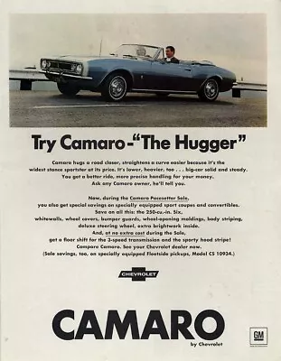 Try Chevrolet Camaro - The Hugger Convertible Ad 1967 SEP • $9.99