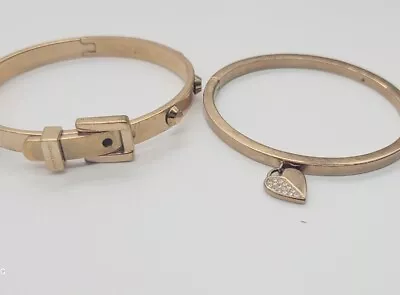 Michael Kors Bracelet LOT Rose Gold Tone Studded Buckle Bangle Hinged Adjustable • $41.40