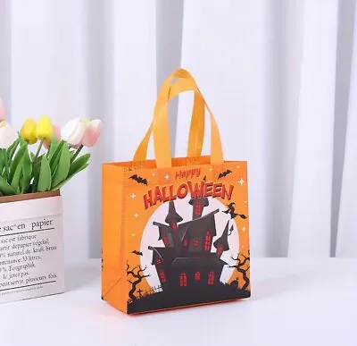 £3.99 • Buy 3PCs Halloween Orange Trick Or Treat Laminate Non-Woven Bags Tote Bag Decoration