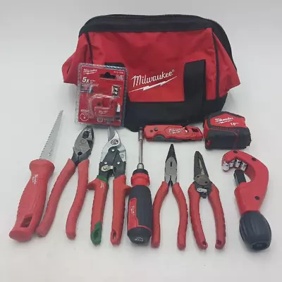 Lot Of 10 Milwaukee Hand Tools- Multi-Bit Driver Snips Jab Saw & Tool Bag • $89.99