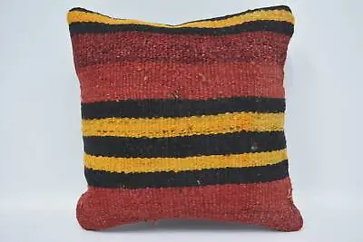 Vintage Kilim Throw Pillow Handmade Kilim Cushion 14 X14  Red Pillow Sham • $3.74