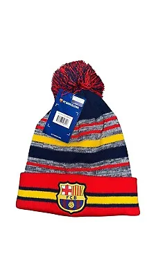 FC Barcelona Soccer Football Knit Pom Beanie Icon Sports NWT One Size • $15.99