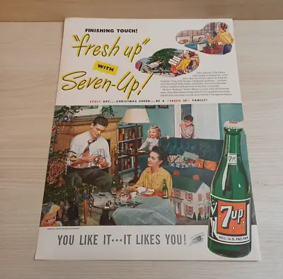 7up Soda Fresh Up Christmas 1946 Vintage Print Ad Life Magazine • $6.99