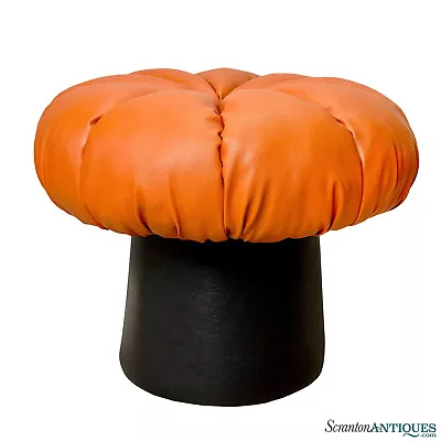 Mid-Century Large Mushroom Orange & Black Vanity Seat Ottoman • $480