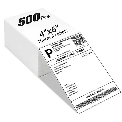 500pcs 4 X6  Fanfold Direct Thermal Shipping Labels For Zebra And Rollo Printers • $10.33