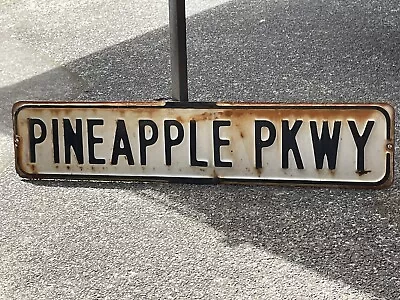 Rare Vintage “pineapple Pkwy” Big Island Hawaii Porcelain Ocean View Street Sign • $250