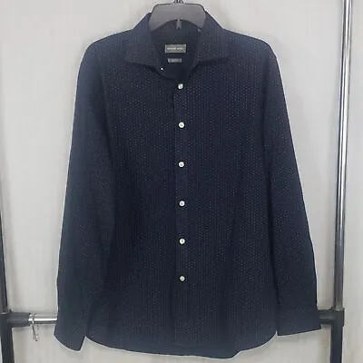 Michael Kors Slim Fit Mens Button Up Dress Shirt. Size Large 16 1/2 34/35 Navy • $18.99