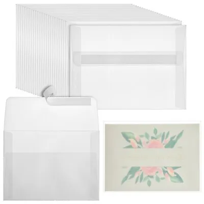 25-Pack A7 Transparent 5x7 Vellum Envelopes For Wedding Peel And Press Flap • $10.29