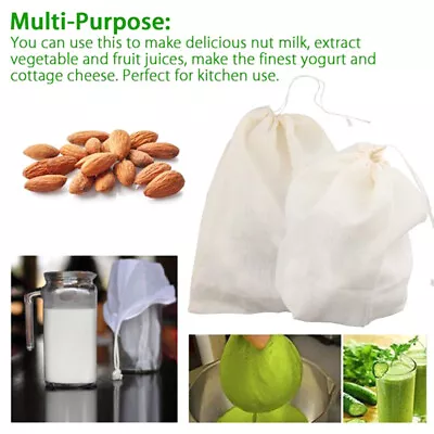 10pcs Nut Milk Bag Tea For Straining Almond Cheesecloth Muslin Reusable Washable • £6.51