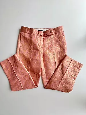 J CREW COLLECTION Orange Gold Metallic Brocade Tapered Trousers Pants Size 0 • $45